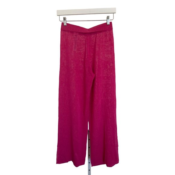 Zara Fuchsia Elastic Waist Linen Pants - Picture 3 of 3